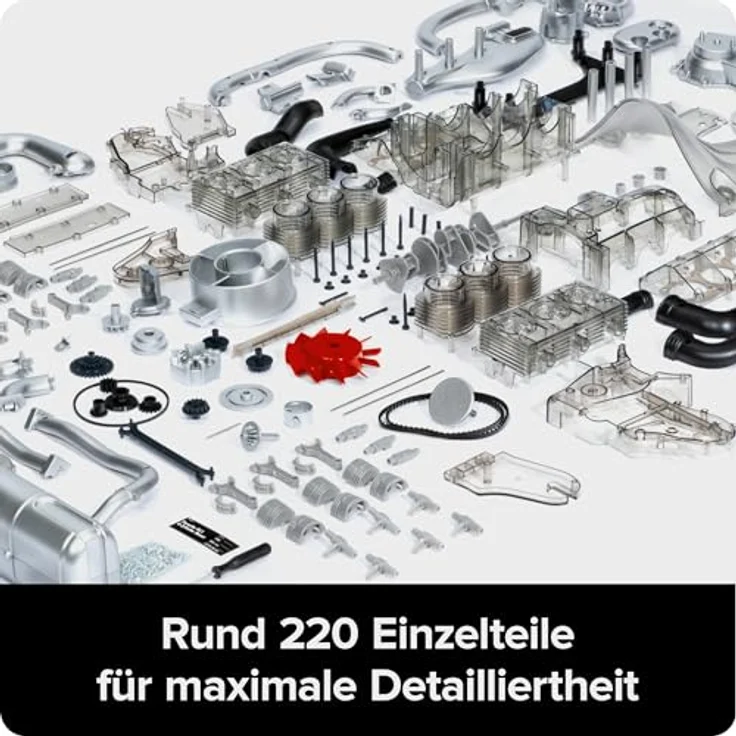 FRANZIS 67250 - Porsche 911 Turbomotor, originalgetreuer Motorbausatz im Maßstab 1:3 mit Soundmodul, 90-seitigem Begleitbuch - 6-Zylinder-Motormodell, Metallic Optik, Turbo-Technologie – Bild 5