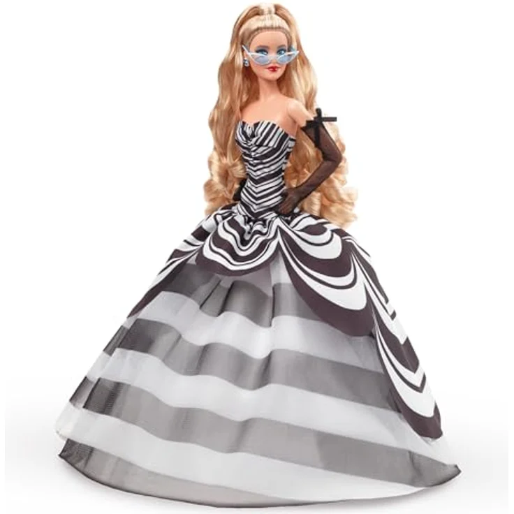 Barbie Anziehpuppe Barbie Signature, Sammlerpuppe zum 65. Jubiläum mit blonden Haaren, und schwarz-weißer Robe – Bild 9