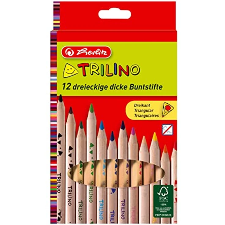 herlitz Dreikantbuntstifte Trilino 12er aus FSC Holz in Hängeschachtel – Bild 2
