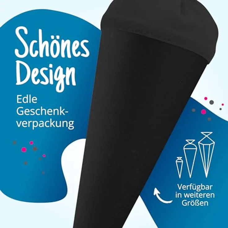 Bastelschultüte Schultütenrohling Zuckertüte Schultüte 70cm rund mit und ohne Filzverschluss (Schwarz mit Filzverschluss) – Bild 5