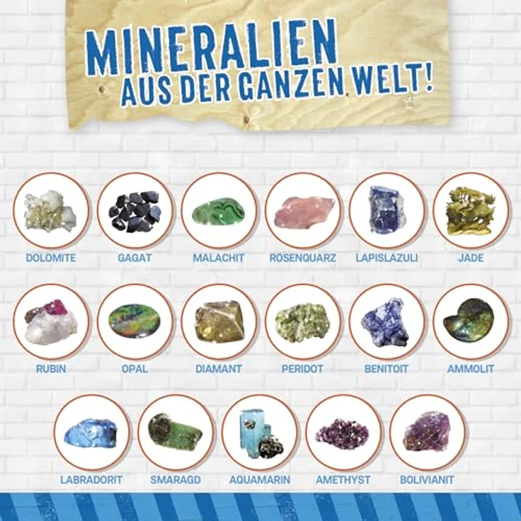 Liscianigiochi WOOZLE GOOZLE Edelsteine Aus Aller Welt, Experimentierkasten für Kinder ab 7 Jahren mit echten Mineralien, inkl. Bestimmungs-Poster und Grabwerkzeugen – Bild 4