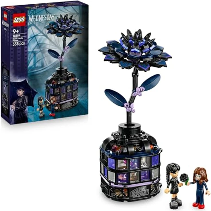 LEGO Wednesday 76784 Schwarze Dahlie Bausatz, 358 Teile, mehrfarbig mit Vase und Klassenzimmer – Bild 1