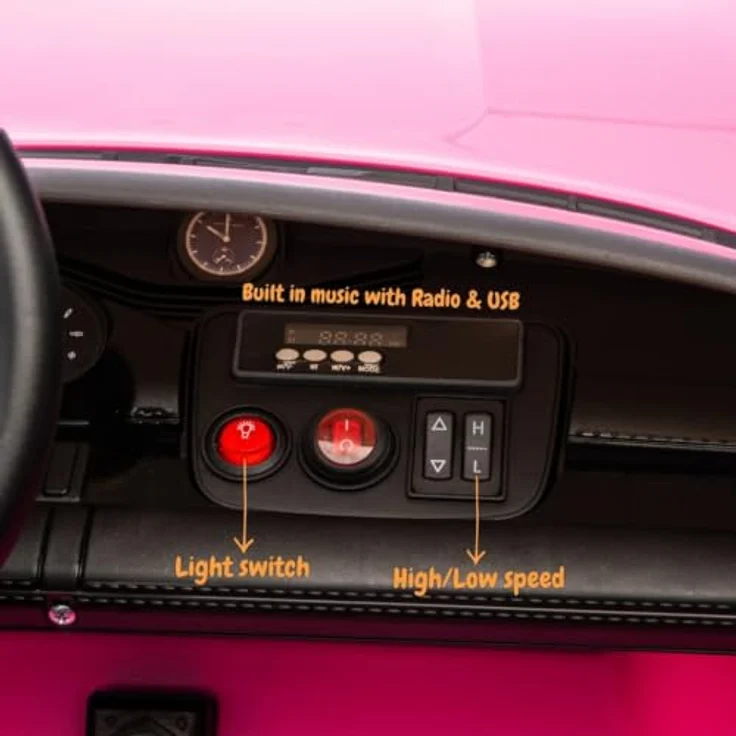 Porsche Taycan Turbo S Elektro Kinderauto 24V, 2 Sitzer für 2 bis 6 Jahre, rosa, mit MP3-Player und Fernbedienung – Bild 5