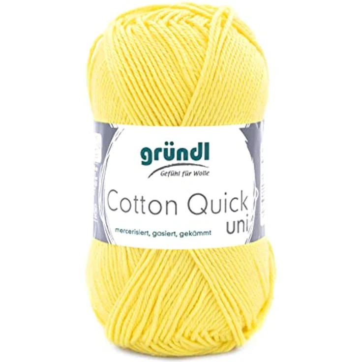 Gründl Cotton Quick Uni Strickgarn/Häkelgarn (farbenfrohes Garn aus 100 % Baumwolle, OEKO-TEX zertifiziert, 50 g / 125 m, Nadelstärke: 3 - 4, 1 x 50 g),Gelb – Bild 1