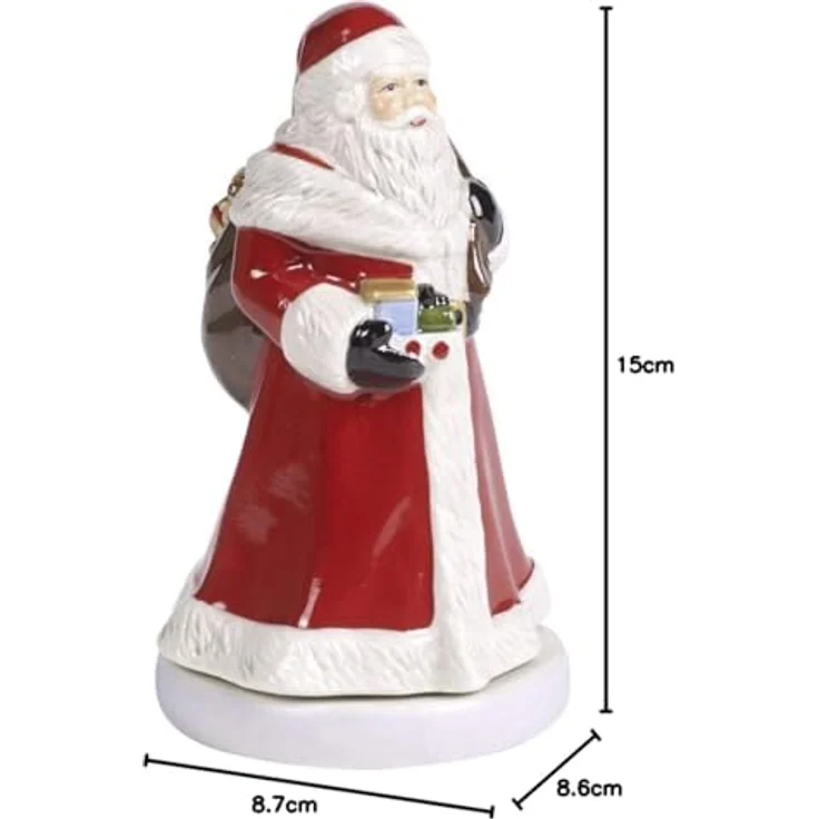 Villeroy & Boch Spieluhr Deko Santa NOSTALGIC MELODY mit drehender Porzellanfigur und hochwertiger Spieluhr, spielt "Santa Claus is coming to town" – Bild 5