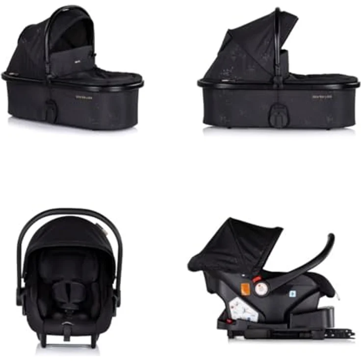 Chipolino Kombikinderwagen 3 in 1 Marbella Fußabdeckung Einlage i-Size Babyschale, Schwarz – Bild 5
