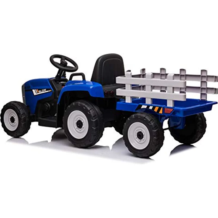 FINOOS Kinder Elektro Traktor 12V mit Schaufel & abnehmbarem Anhänger - Kinder-Elektrofahrzeug mit LED-Licht & Musik & Hupe, 2,4G Fernbedienung, 2-5km/h (Blau) – Bild 4