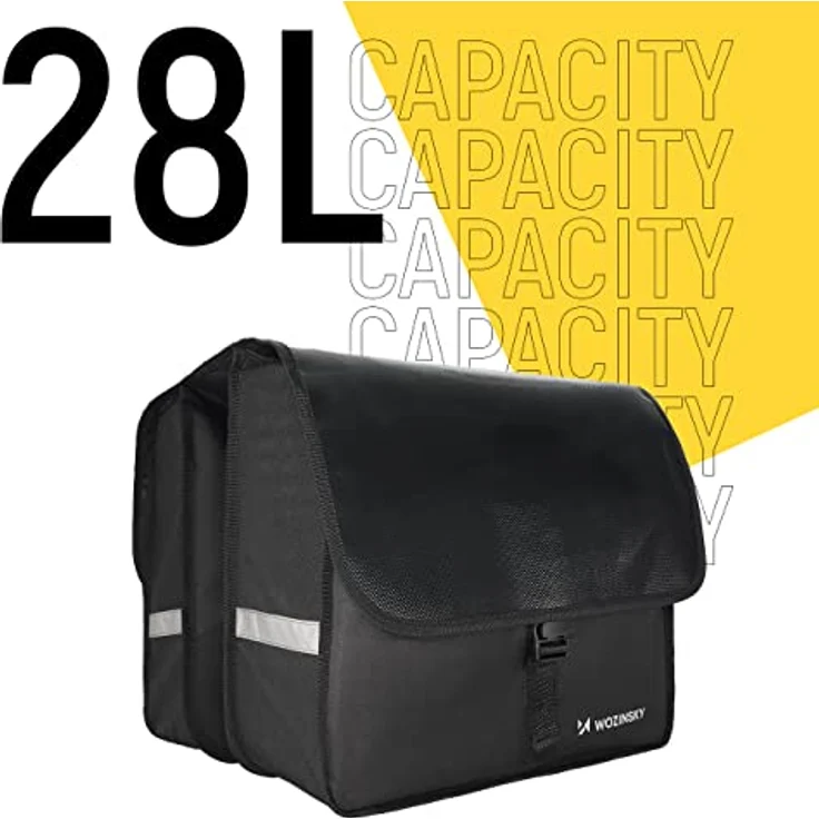 Wozinsky Fahrradtasche Gepäckträger Wasserdichte, 28 L, Schwarz – Bild 2
