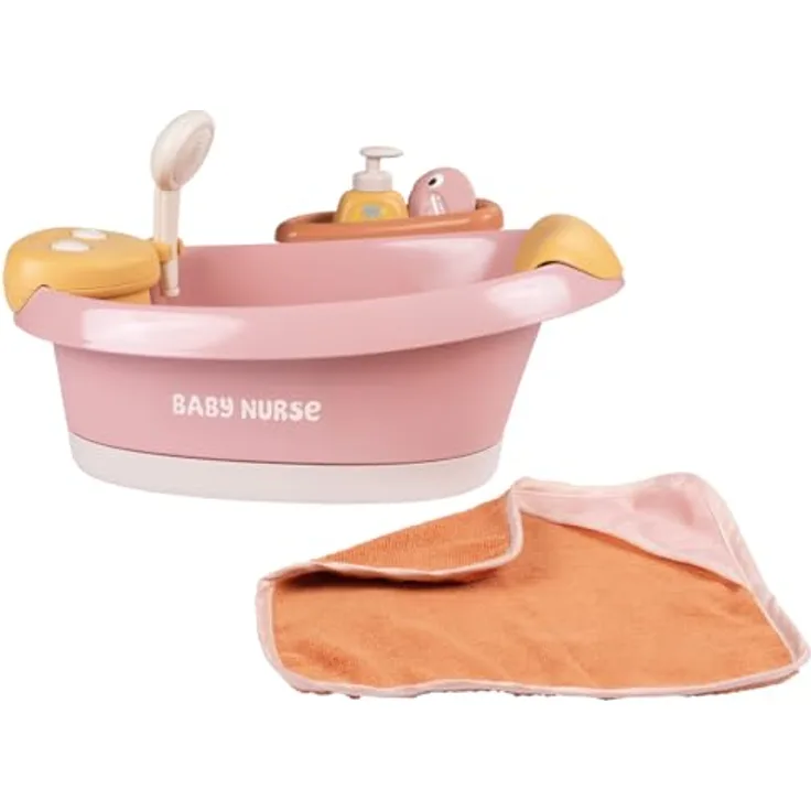 Smoby Baby Nurse Puppen-Badewanne, Elektronisches Spielmodul mit Wasserstrahlen, LED-Licht und Zubehör für Puppen bis 42 cm, Spielzeug für Kinder ab 3 Jahren