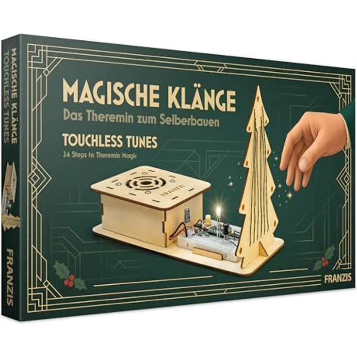 FRANZIS Theremin Bausatz Adventskalender, gelasertes Sperrholzgehäuse mit vorinstallierter Weihnachtsmelodie, ab 14 Jahre – Bild 1