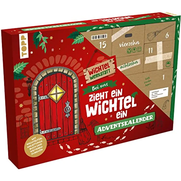 Bei uns zieht ein Wichtel ein - Adventskalender mit Wichteltür, Bastelmaterial und Anleitungbuch – Bild 1
