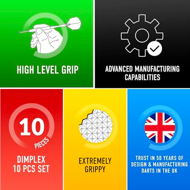 Harrows Dimplex Bomb & Tampered Darts Set, professionelle 90% Wolfram-Dartpfeile, 10-teiliges Set mit schwarzem Dimplex und Tapered Form, 22g – Bild 5