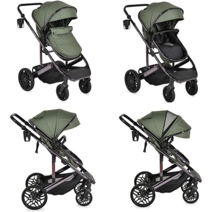 Moni Kombikinderwagen 3 in 1 All Road, umbaubar mit i-Size Autositz, umkehrbare Sitzeinheit, inkl. Adapter, grau – Bild 5