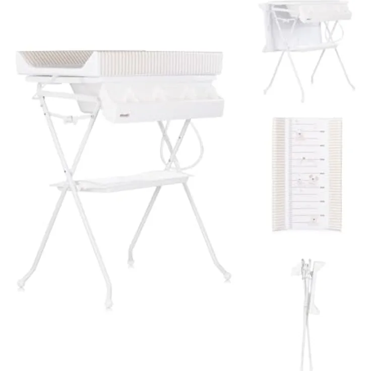 Chipolino Babywanne Wickeltisch 2 in 1 Aqua, klappbar, mit Zubehörfach und Ständer, beige