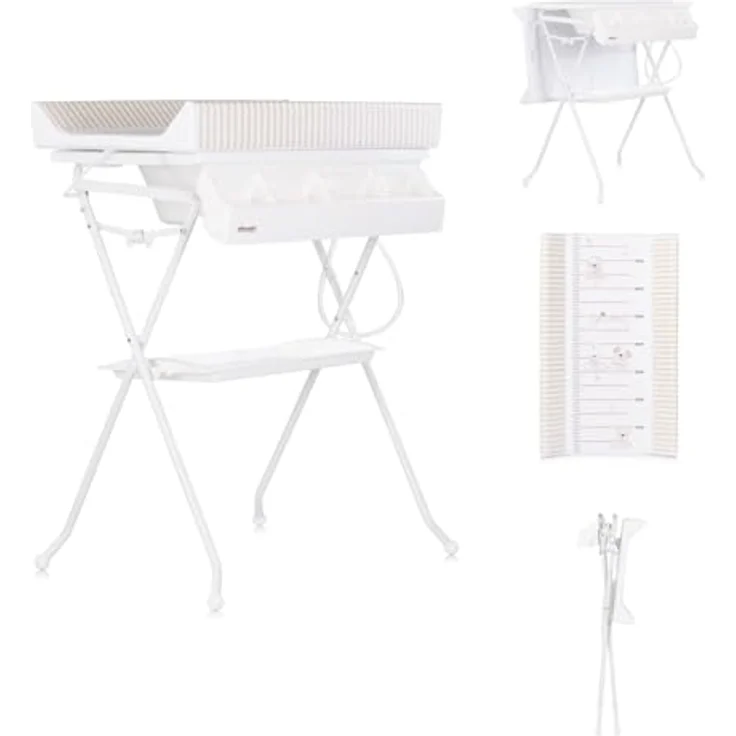 Chipolino Babywanne Wickeltisch 2 in 1 Aqua, klappbar, mit Zubehörfach und Ständer, beige – Bild 1