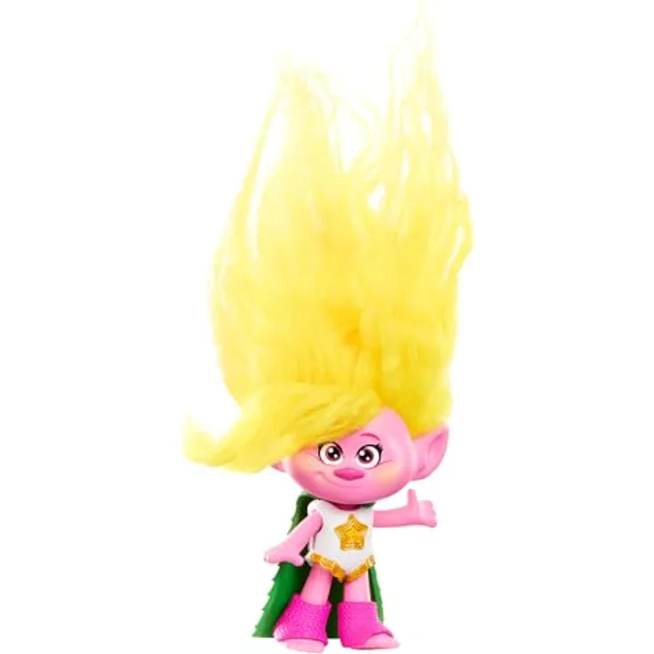 DREAMWORKS TROLLS Gemeinsam Stark – Puppen Königin Poppy, Viva, Branch, Guy Diamond mit Tiny Diamond mit Plüschhaar und 5 Gelenke, für Kinder ab 3 Jahren, HNF07