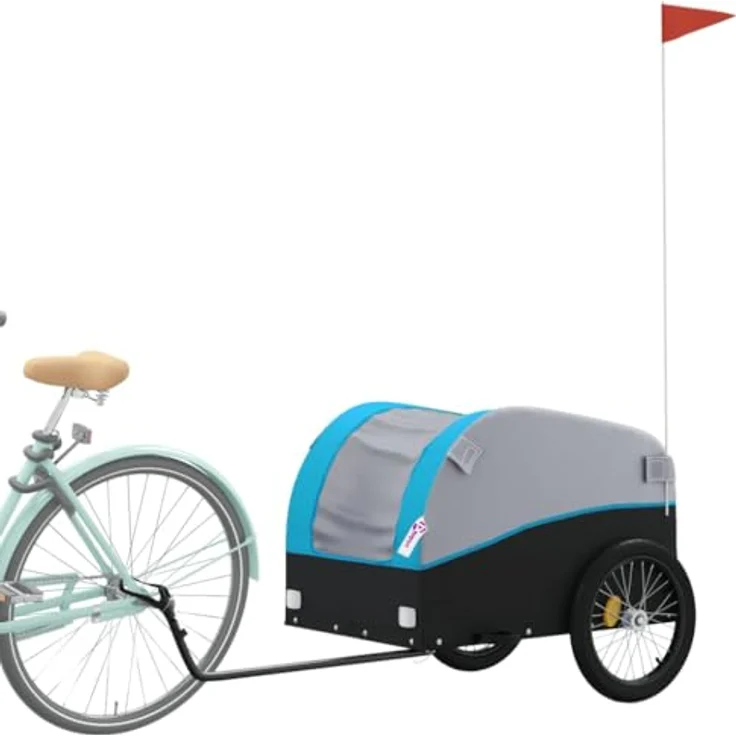vidaXL Fahrradkinderanhänger, schwarz und blau, robustes Material, maximale Zuladung von 45 kg – Bild 3