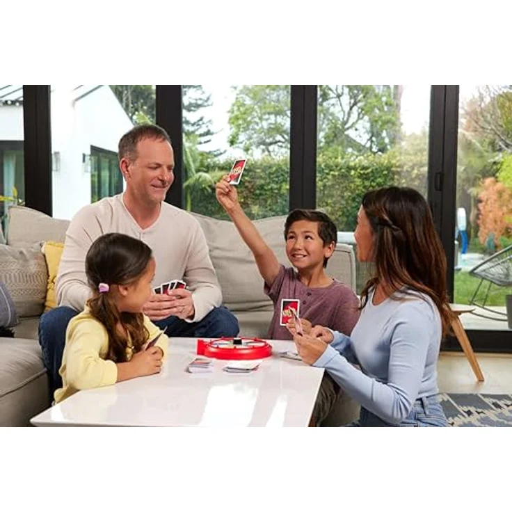 Mattel Games UNO Spin, Kartenspiel mit Drehscheibe, neue Herausforderungen und Regeln für Familienabende, ab 7 Jahren, JGR00 – Bild 2