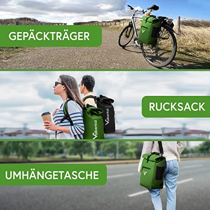 Valkental Fahrradtasche ValkOne, 100% wasserdicht, Kinderfahrradtasche, blau – Bild 2