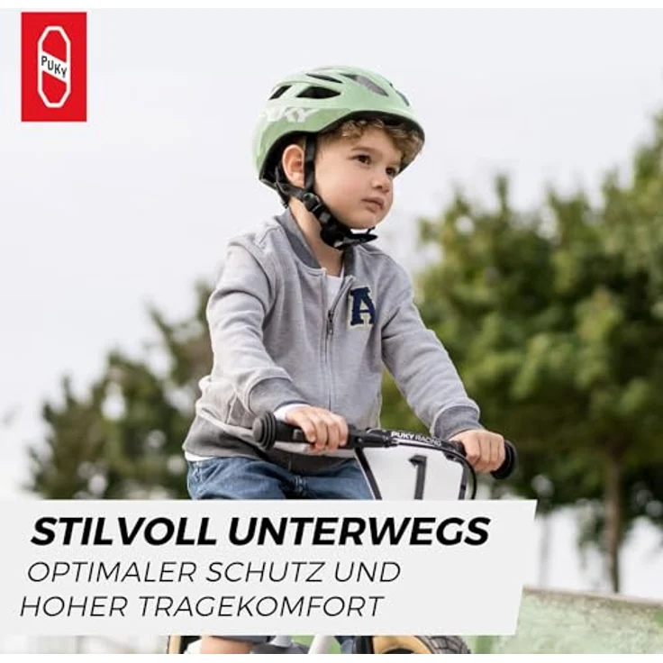 PUKY Helmet S Grün | Kinder Fahrradhelm 48-55 cm | Leichtgewicht 220g | Maximaler Schutz & Belüftung | 360° Sichtbarkeit durch Licht-Modul | Ideal für Sicherheit und Komfort auf dem Fahrrad – Bild 2