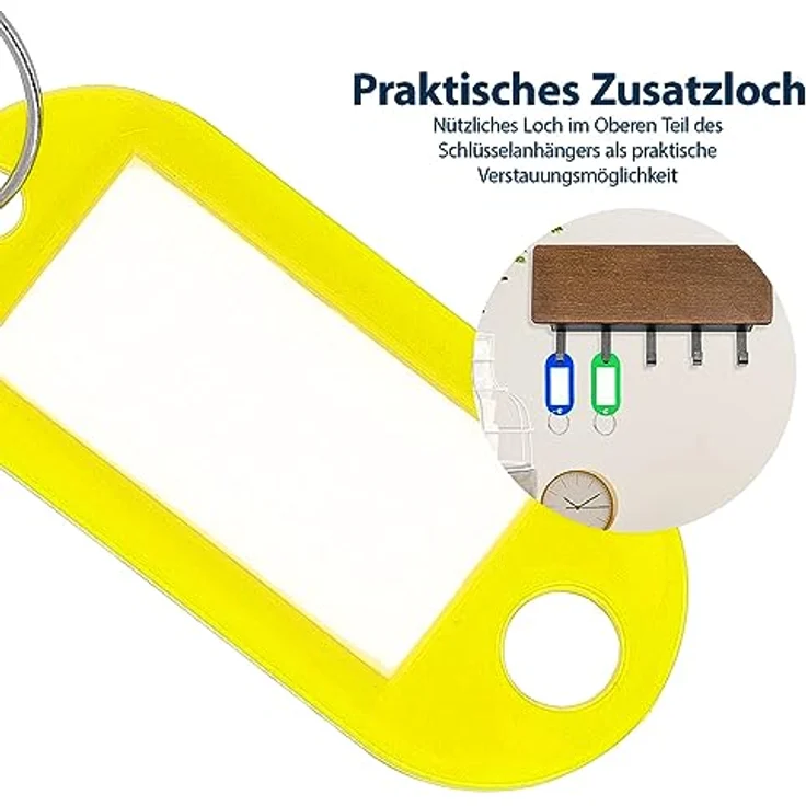 Westcott Schlüsselanhänger 4 Stück | 4er Pack robuste Anhänger zum Beschriften in rot, gelb, blau und grün, mit Metall-Ring – Bild 5