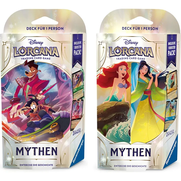 Ravensburger Disney Lorcana Set 9 Starter Display, Sammelkarten-Deck mit 60 Karten, inklusive 2 Foil-Karten und Spielmatte