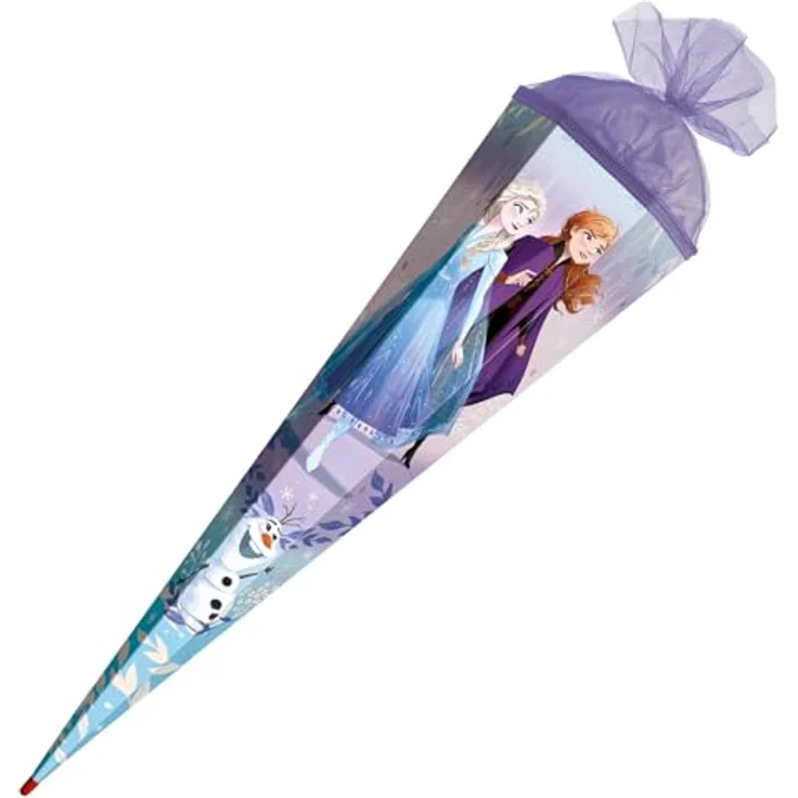 ROTH Schultüte groß Disney Frozen 85 cm, 6-eckig mit lila Tüllverschluss und ROT(H)-Spitze, Zuckertüte für Schulanfang – Bild 5
