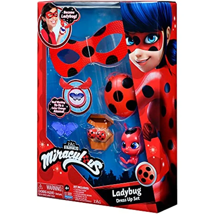 Playmates Toys Verkleidungsmaske 50601, Wunderbarer Marienkäfer Verkleidungsset Ladybug Miraculous, für Kinder ab 4 Jahren, mit Superhelden-Maske und magischem Yo-Yo in Rot und Schwarz – Bild 6