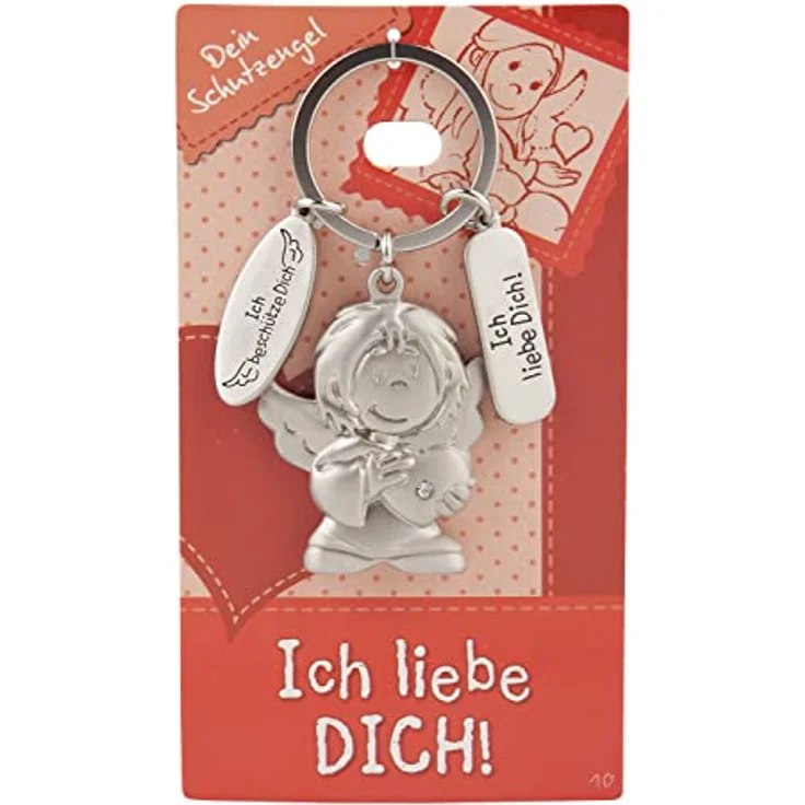 Depesche Schlüsselanhänger Schutzengel Engel mit Spruch "Ich beschütze Dich" Ich liebe Dich, Metall, ca. 4 x 3 cm, blau – Bild 2
