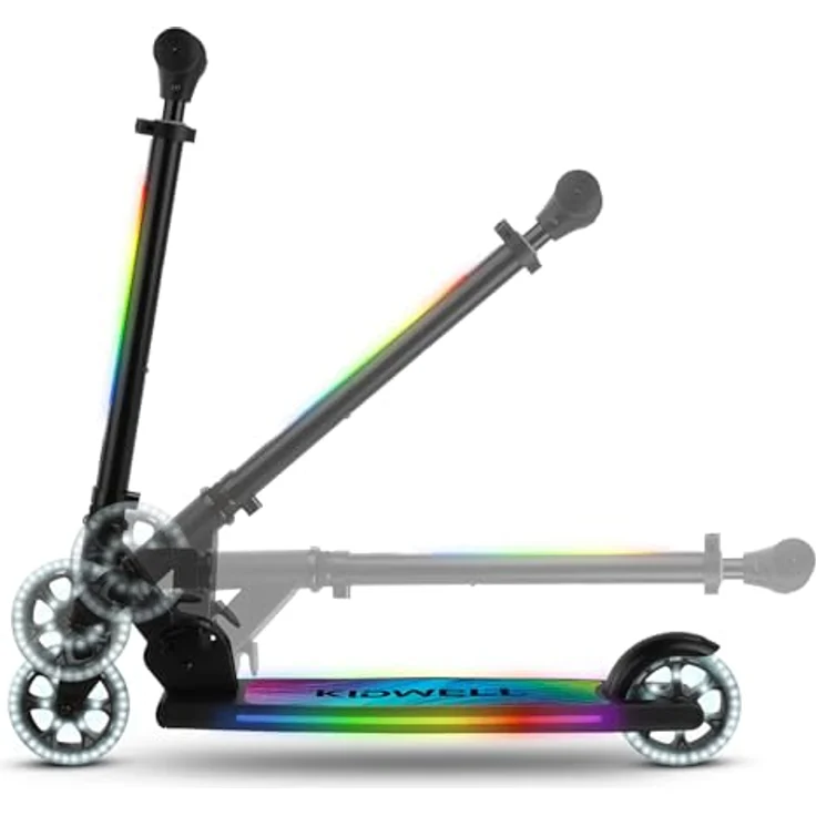 COIL MIDO Balance Scooter, Kinderroller mit Anti-Rutsch-Plattform, ABEC-7-Lager und LED-Rädern, Schwarz, ab 5 Jahren – Bild 4