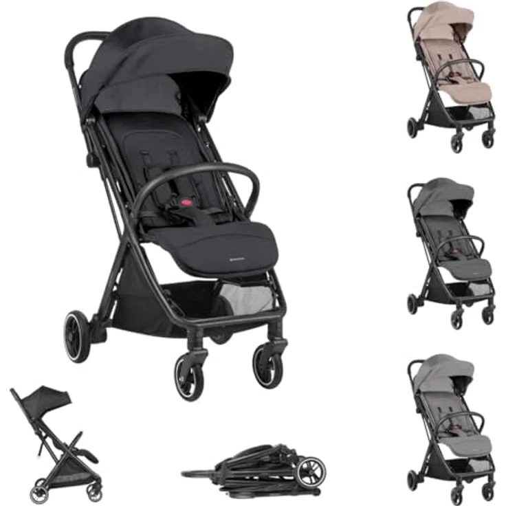 Kikkaboo Kinderwagen Buggy Lauren verstellbar faltbar Aluminiumrahmen bis 22 kg, Farbe:schwarz – Bild 1