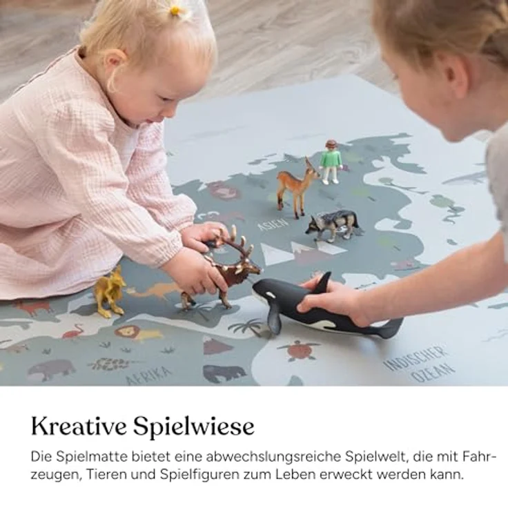Ehrenkind® Spielmatte PRO, Extra dick und soft, 174x174cm Weltkarte, Made in Germany, Phtalatfrei, rutschfest, hygienisch – Bild 2
