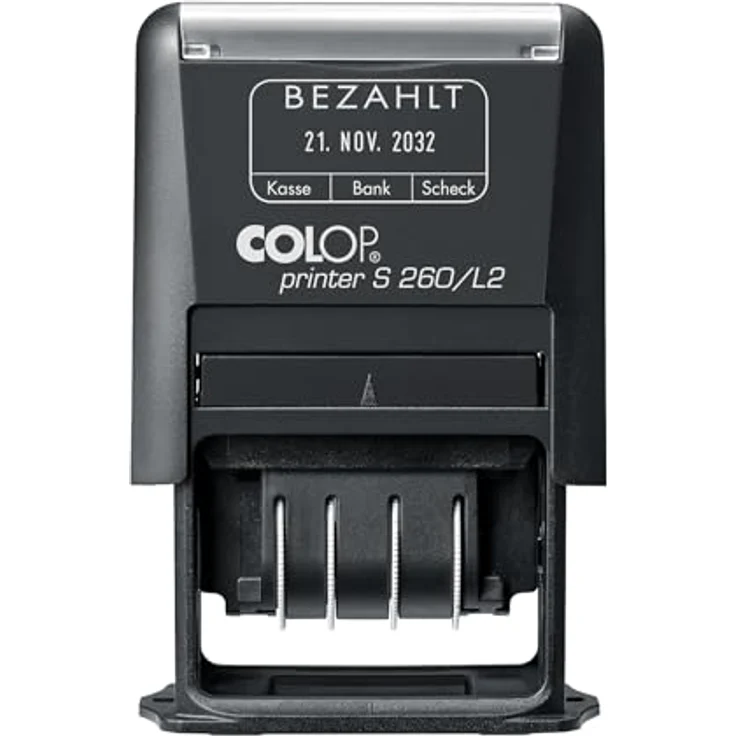 COLOP Datumstempel Printer S 260/L2 N, selbstfärbend mit Text "Bezahlt", blau-rot, 1 St. – Bild 2