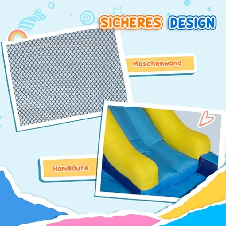 AIYAPLAY Hüpfburg mit Gebläse, 5-in-1 Wasserpark mit Rutsche, Planschbecken, Kletterwand, Sprungbereich, Wasserkanone, für Kinder 3-8 Jahre, 360 x 250 x 195 cm – Bild 5