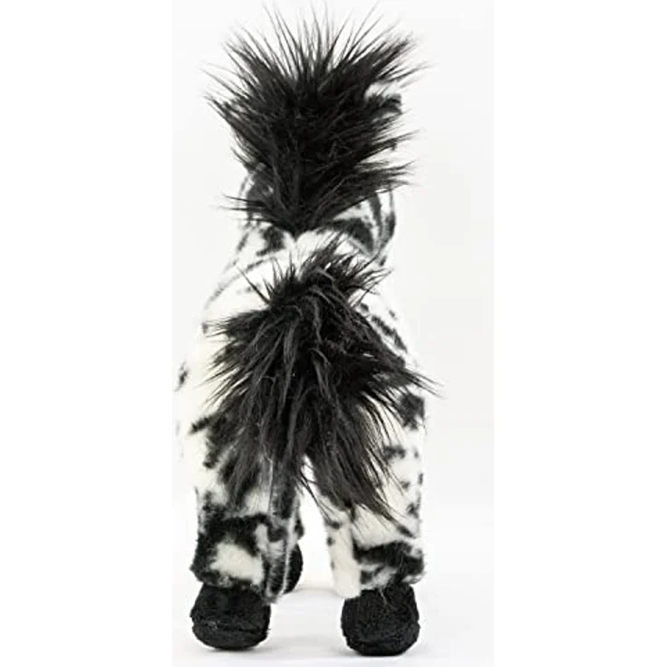 Teddys Rothenburg Pferd weiß gescheckt 30 cm stehend Kuscheltier Uni-Toys, schwarz/weiß Fell, schwarz Mähne und Schweif – Bild 4