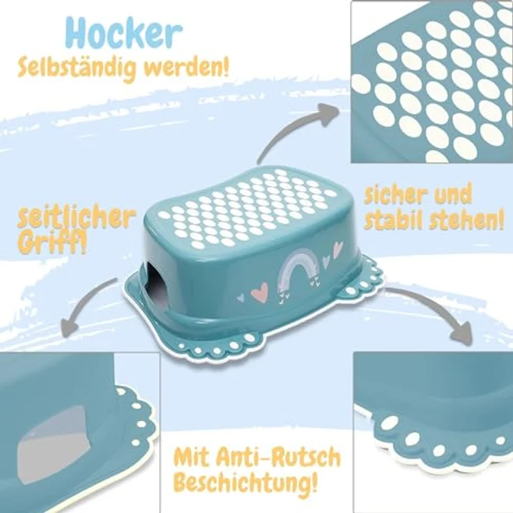 Babykajo 3 in 1 Baby Töpfchen Set, TÜV Rheinland geprüft, BPA freies Plastik, inklusive Kinder Töpfchen, Toilettensitz und Tritthocker mit Antirutschfüßchen – Bild 4