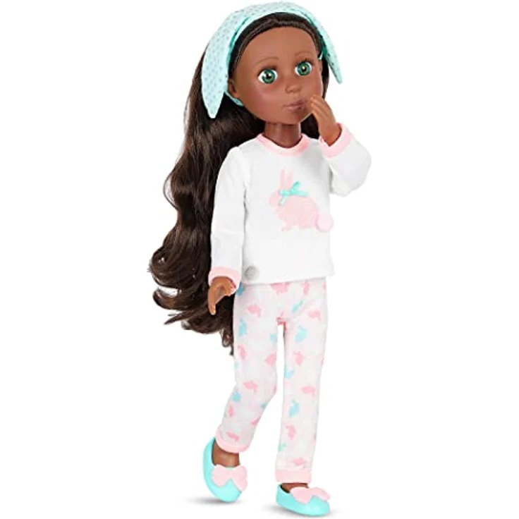 Glitter Girls Puppe Eniko – Bewegliche 36 cm Puppe mit Schlafanzug Puppenkleidung, Zubehör und braunen Langen Haaren zum Frisieren – Spielzeug ab 3 Jahren (6 Teile) – Bild 5