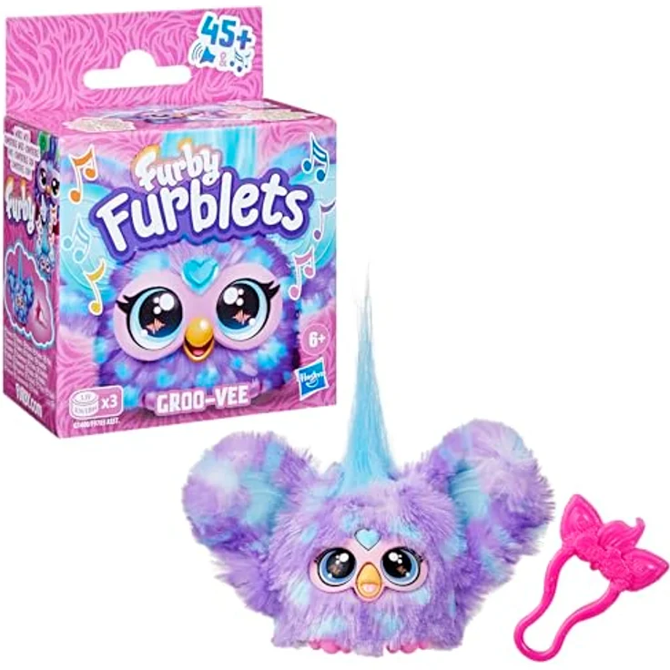 Furby Furblets Groo-Vee Mini, Interaktives Plüschtier mit über 45 Geräuschen in Furbisch, Pastellfarben, Lila, für Kinder ab 6 Jahren – Bild 3