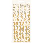 Unbekannt Reliefsticker Adventszahlen 1 und 2 cm selbstklebend gold und silber Gold, 50 Sticker für Adventskalender