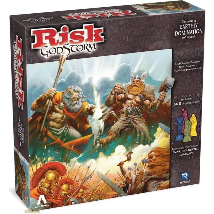Renegade Avalon Hill Brettspiel Risk Godstorm, Strategiespiel für 2-5 Spieler mit 382 detailreichen Miniaturen, englische Version