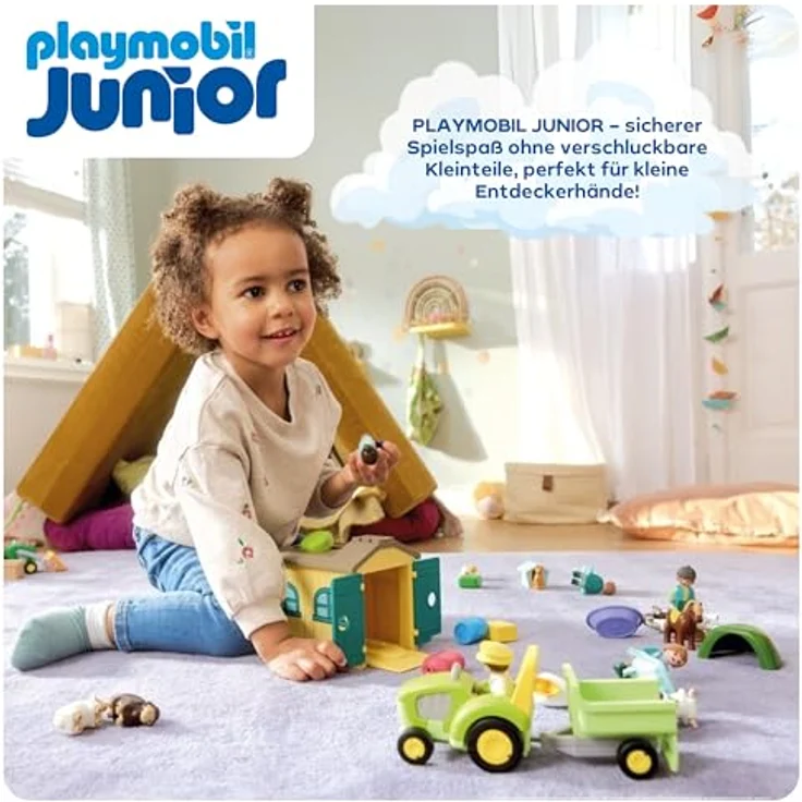 Playmobil® Konstruktions-Spielset Bauernhof-Abenteuer mit Traktor, Anhänger u. tier. Freunden (71656), (29 St), JUNIOR, Made in Europe – Bild 4