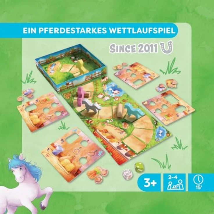 HABA Hoppe Reiter, Brettspiel Pferderennen mit Ressourcenmanagement für Kinder – Bild 3