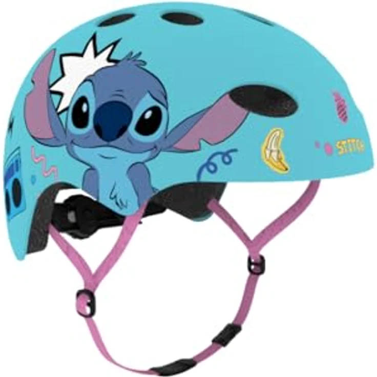 Seven Polska Disney Fahrradhelm Stitch, Roller Blades, Skater, 52-56cm, ab ca. 6 Jahre, Grünblau mit STITCH, leicht mit stoßdämpfendem EPS-Schaum – Bild 1
