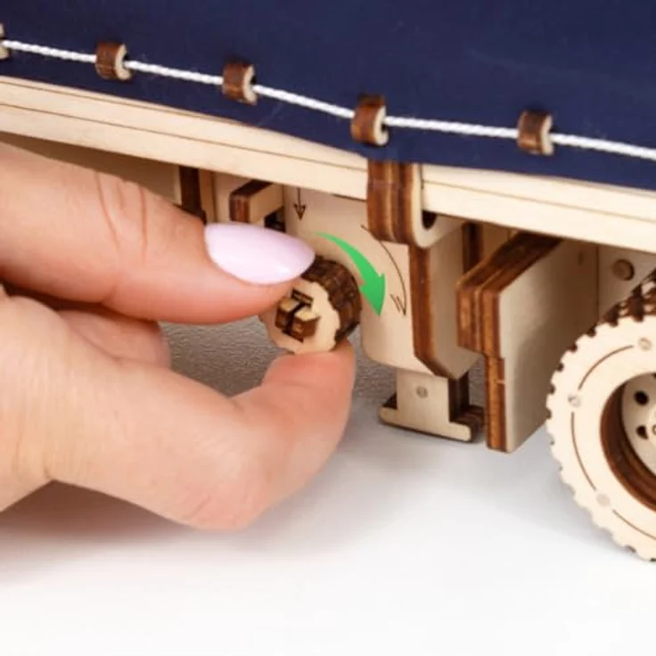 EWA Eco-Wood-Art Planenanhänger 3D-Puzzle für EWA Truck Road King, hochdetailliert, 286 Teile, aus Sperrholz, ohne Kleber, 574x123x171 mm – Bild 5