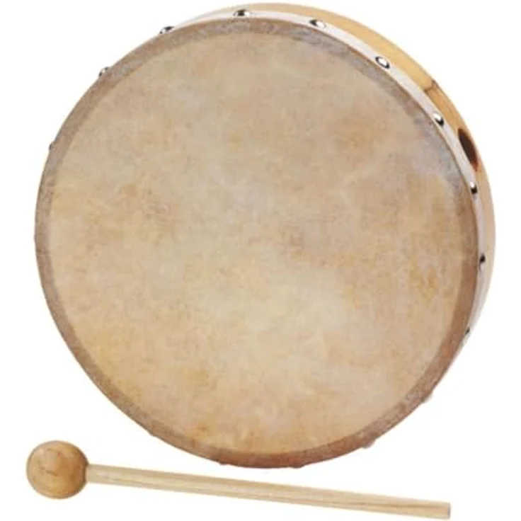 Betzold Musik Tamburin Schlägel Holz Rahmen-Trommel Naturfell, Handtrommel, 20 oder 25 cm Durchmesser – Bild 1