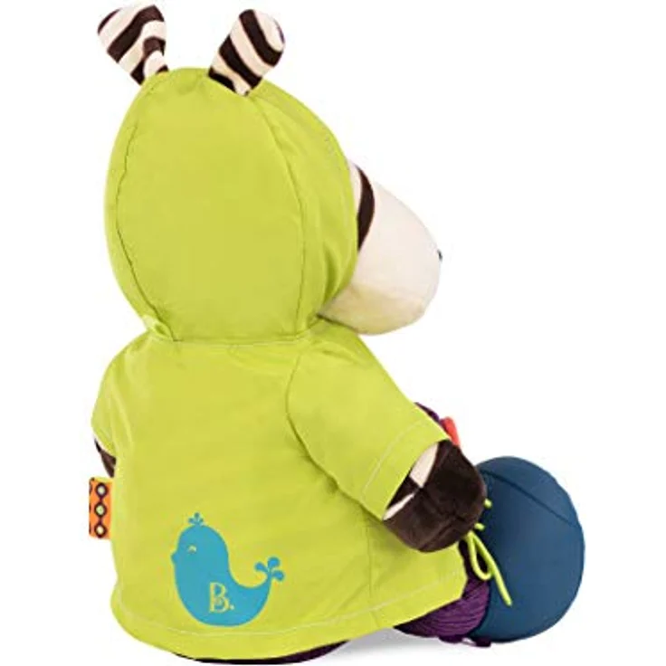 B. toys Zebra Kuscheltier zum Anziehen lernen – Schleife, Reißverschluss, Klettverschluss, Knopf – Lernspielzeug mit Geräuschen für Kinder ab 2 Jahre – Bild 9