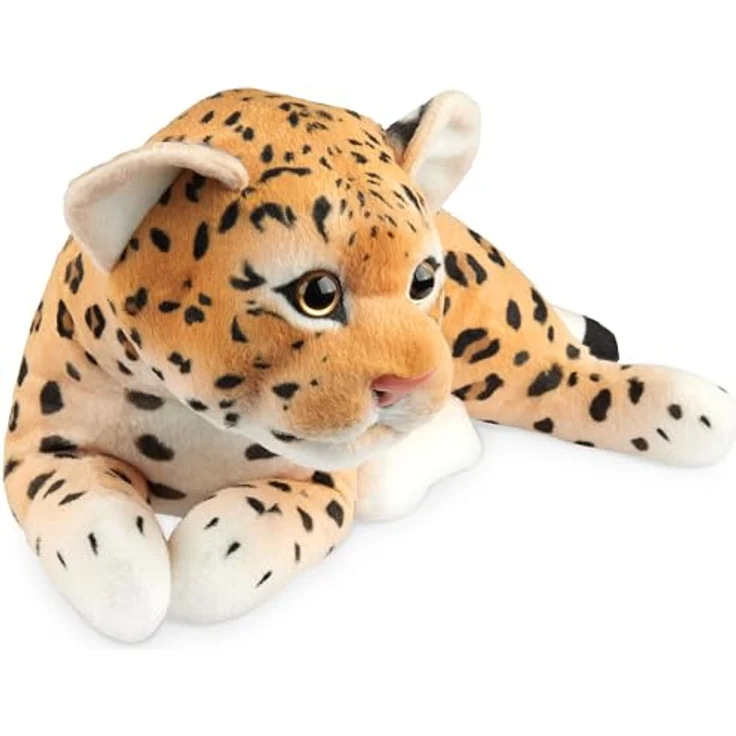 BRUBAKER Leopard Kuscheltier - 30 cm Stofftier - Liegendes Baby Plüschtier Raubkatze - Braun – Bild 4