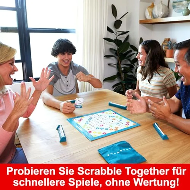 Mattel Games Scrabble Zwei in Eins - Doppelseitiges Brettspiel für schnelles, zwangloses und kooperatives Spiel, inklusive 50 Zielkarten für Scrabble Together, einfache Punktevergabe - Preisvergleich – Bild 2