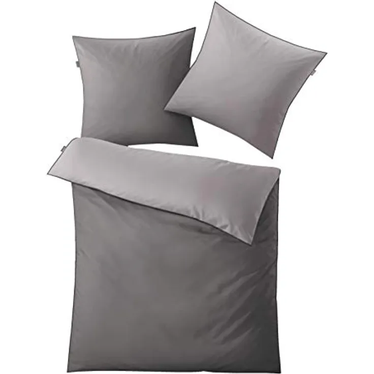 Kleine Wolke 6320146954 Bettwäsche Linda, Maße: 155 x 220 cm und 80 x 80 cm, Farbe: Silbergrau