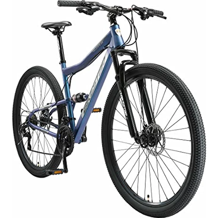 BIKESTAR Fully Mountainbike Shimano 21 Gang Schaltung, Scheibenbremse 29 Zoll Reifen | 19 Zoll Rahmen MTB Vollgefedert | Blau – Bild 1
